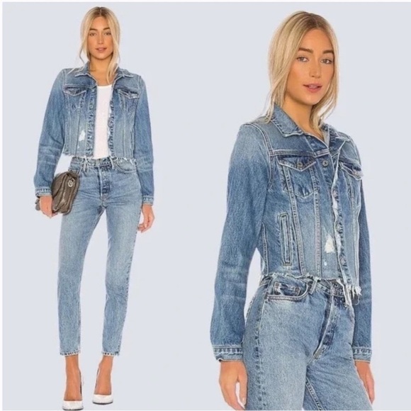 GRLFRND Cara Cropped Jean Jacket in Mary Jane Size XS - Picture 2 of 8